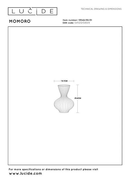 Lucide MOMORO - Tafellamp - 1xE14 - Wit - technisch